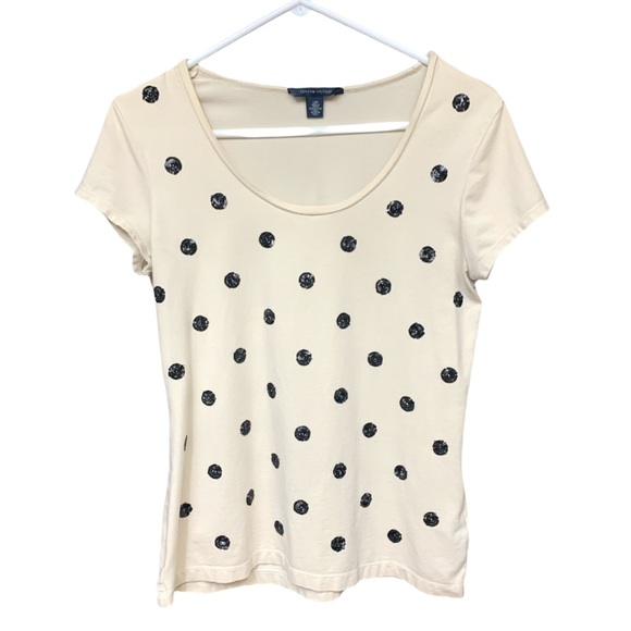 Tommy Hilfiger Top Sequin Polka Dot Short Sleeve Round Neck - Picture 1 of 5